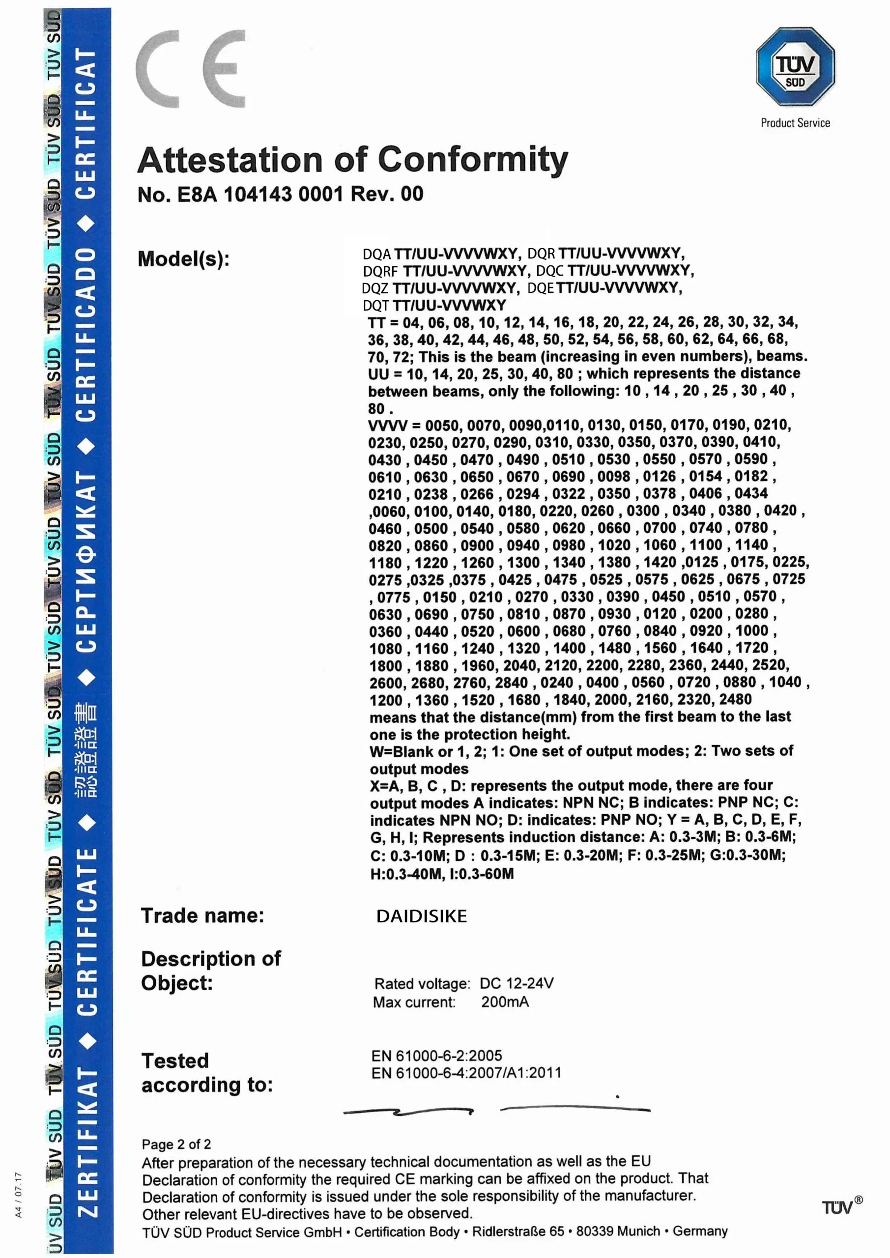 Safety Certification Certificate 001